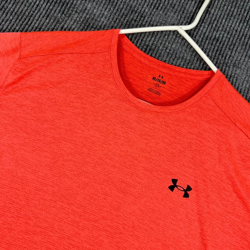 Under Armour Shirt Mens XL Extra Large Orange Short Sleeve Loose Fit Workout Gym
